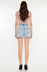 Kancan Distressed High Waist Denim Shorts with Pockets - Stylish & Comfortable